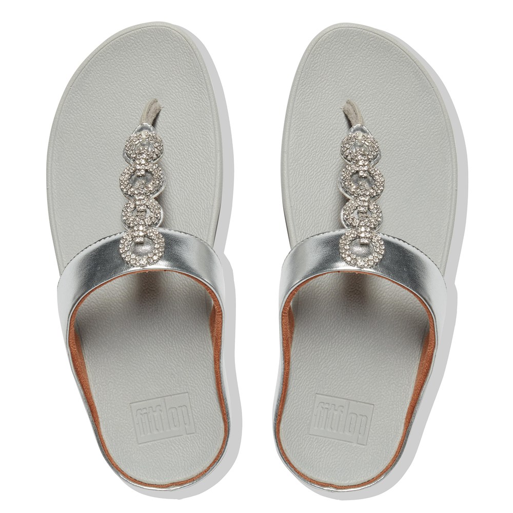 Fitflop Womens Sandals Silver - Fino Sparkle Toe-post - 60FTREULQ